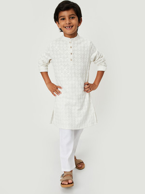 MAX Boys Solid Straight Kurta(White)