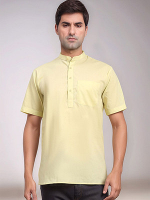 Moda Rapido Men Solid Straight Kurta(Yellow)