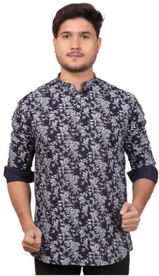 MADE IN THE SHADE Men Self Design Straight Kurta(Dark Blue)