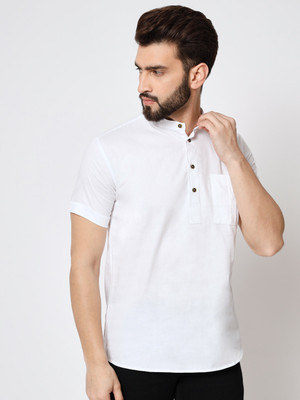 COSLETIC Men Solid Straight Kurta(White)