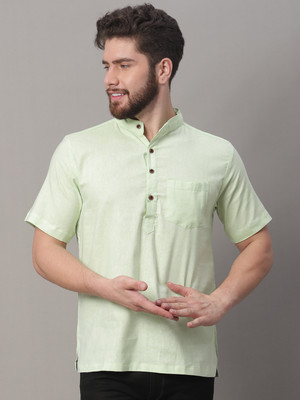 Enchanted Drapes Men Solid Straight Kurta(Light Green)