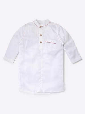 TALES & STORIES Boys Solid A-line Kurta(White)