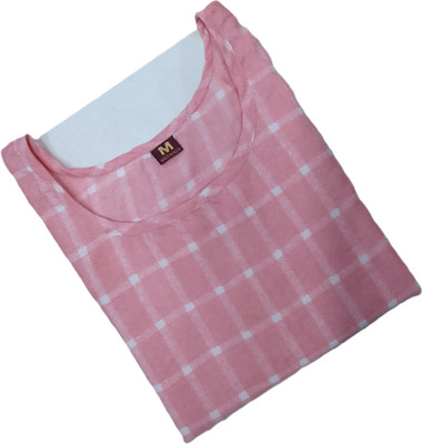 Vishwa Collection Mall Women Checkered A-line Kurta(Pink)