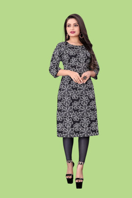 Tulsii Fab Women Printed Anarkali Kurta(Black)