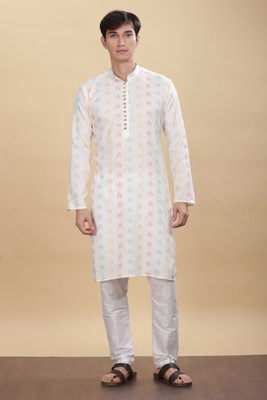 ANOUK Men Woven Design Straight Kurta(White)