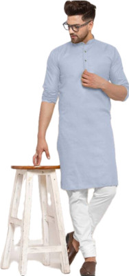 VINAARI Men Solid A-line Kurta(Grey)