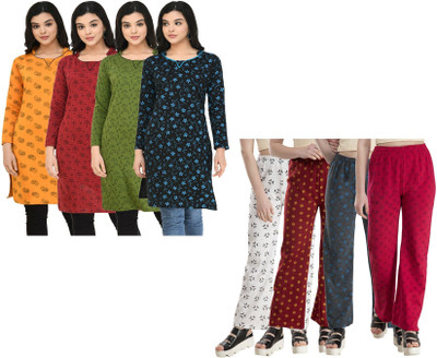 Indeweaves Women Self Design Straight Kurta(Multicolor)
