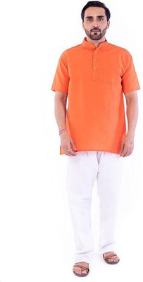 DESHBANDHU DBK Men Solid Straight Kurta(Orange)