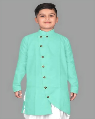 GUYS HUBB Boys Solid Straight Kurta(Light Green)