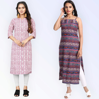 HouseOfCommon Women Self Design Straight Kurta(Multicolor)