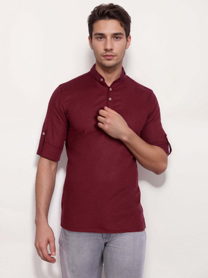 Navkanj Men Solid A-line Kurta(Maroon)