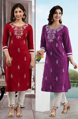 SISTO Women Chikan Embroidery A-line Kurta(Multicolor)