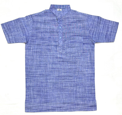 AA ENTERPRISES Men Self Design Straight Kurta(Blue)