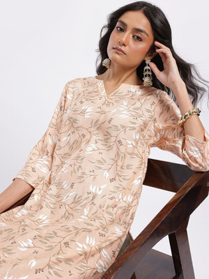 Anouk Rustic Women Floral Print Straight Kurta(Multicolor)