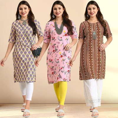 1 Stop Fashion Women Printed A-line Kurta(Multicolor)