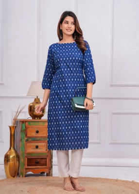 MEERANSHI LIVING Women Printed Straight Kurta(Blue)