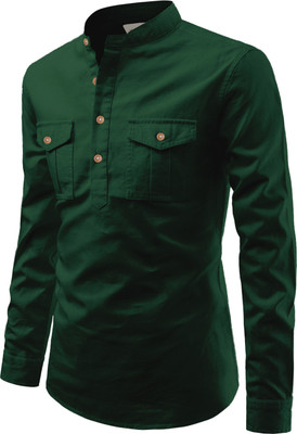 Univibe Men Solid Straight Kurta(Green)
