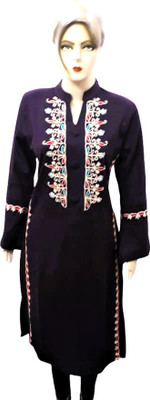 noo Women Solid Straight Kurta(Purple)