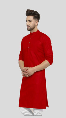 VINAARI Men Solid A-line Kurta(Red)