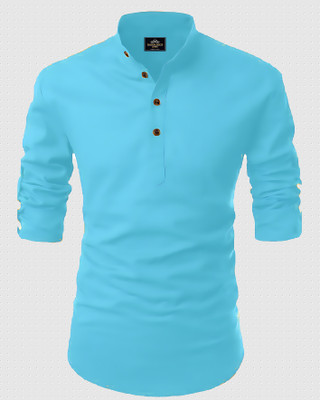 evalaxy Men Solid Straight Kurta(Blue)
