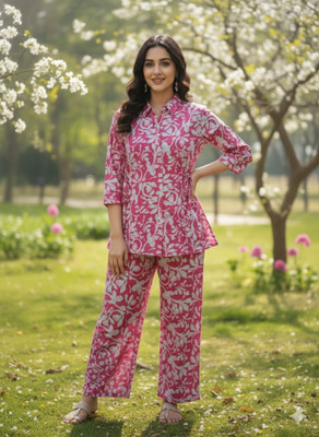 SELLARO Women Printed Ethnic Dress Kurta(Pink)