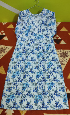ALISHA COLLECTION Women Floral Print A-line Kurta(Blue)