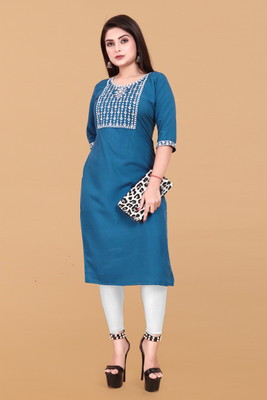 Jayshree Fab Women Embroidered A-line Kurta(Blue)