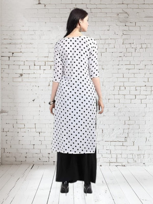 NISHA APEX Women Printed A-line Kurta(White)