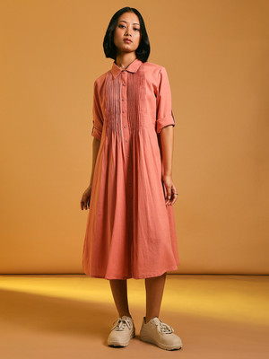 V-MART Women Solid A-line Kurta(Pink)