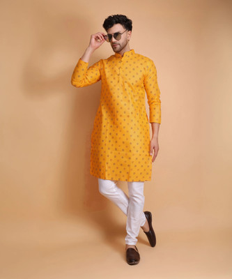 DARKCHILL Men Printed Straight Kurta(Orange)