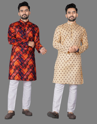 DHASU TRENDZ Men Printed Straight Kurta(Multicolor)