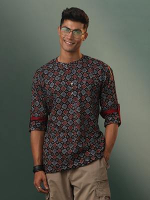 VASTRAMAY Men Printed Straight Kurta(Multicolor)
