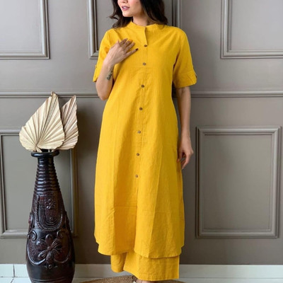 SAUDAMINI LIFE STYEL Women Solid A-line Kurta(Yellow)