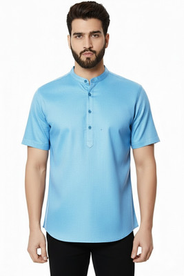 Super Weston Men Solid Straight Kurta(Light Blue)