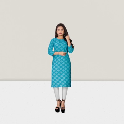 SARTHIFASHION Women Printed A-line Kurta(Light Blue)