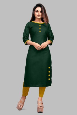 Rajasthanifab Women Solid A-line Kurta(Green)