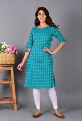 Rishit creation Women Printed Straight Kurta(Light Green)