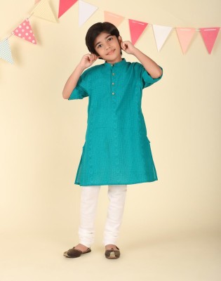 Fabindia Boys Self Design A-line Kurta(Blue)