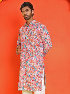 ANOUK Men Printed Straight Kurta(Red)