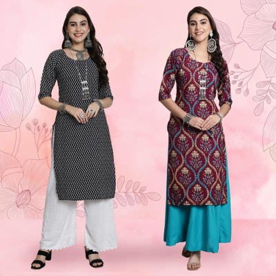 EthnicBasket Women Printed Straight Kurta(Multicolor)