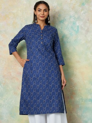 Melange by Lifestyle Women Printed Straight Kurta(Blue)