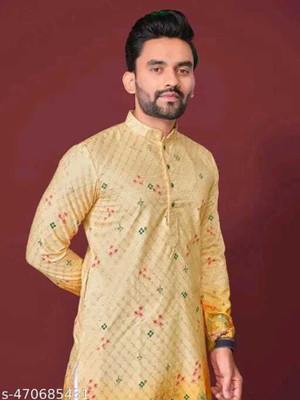 DIAMOND CLUSTER Men Printed Straight Kurta(Multicolor)