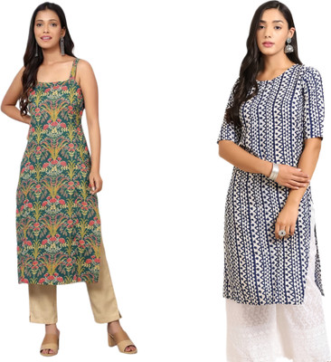 KALAXI Women Printed Straight Kurta(Multicolor)