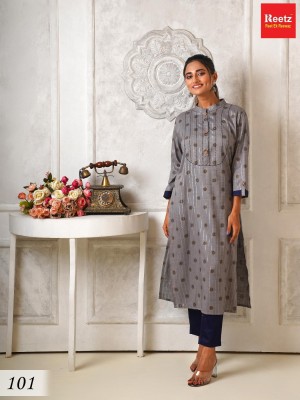 REETZ Women Floral Print A-line Kurta(Grey)