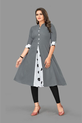 Ladylaz Women Solid Straight Kurta(Grey)