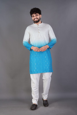 Keton Men Embroidered, Embellished Straight Kurta(Multicolor)
