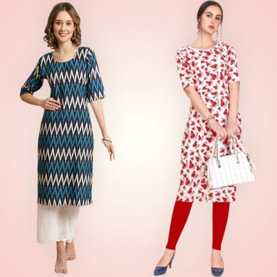 HouseOfCommon Women Printed Straight Kurta(Multicolor)