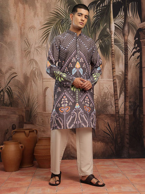 Sangria Men Printed A-line Kurta(Multicolor)