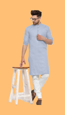 HouseOfCommon Men Solid A-line Kurta(Green)