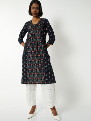 MAX Women Floral Print Straight Kurta(Multicolor)